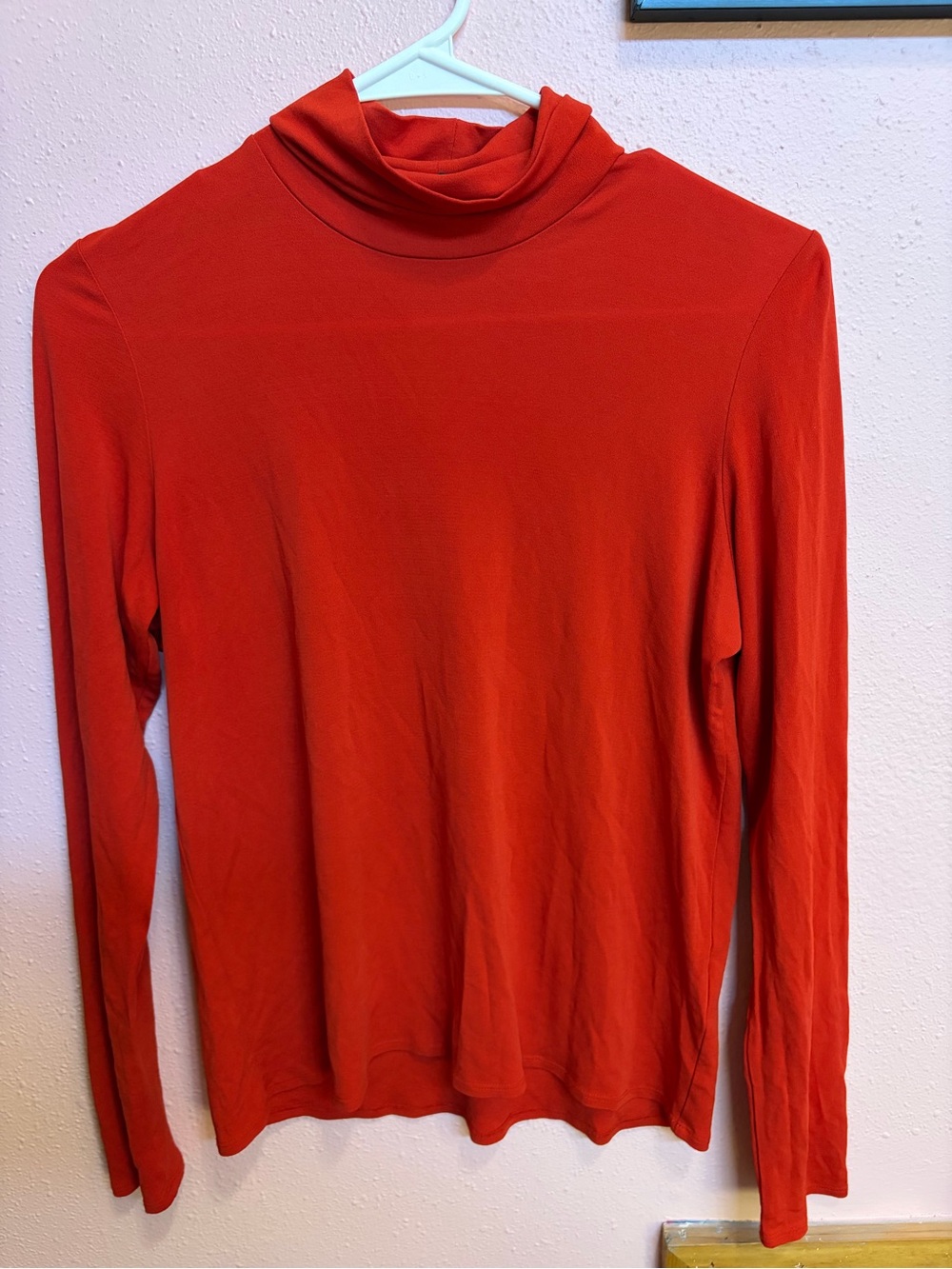 Eileen Fisher Stretch Silk Jersey Turtleneck Top in Orange Red